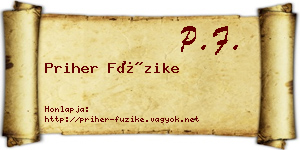 Priher Füzike névjegykártya